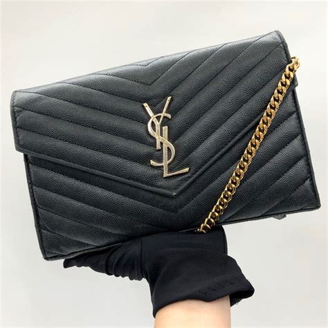 celebrity ysl envelope chain wallet|ysl wallet on chain sale.